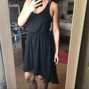 High low black chiffon dress